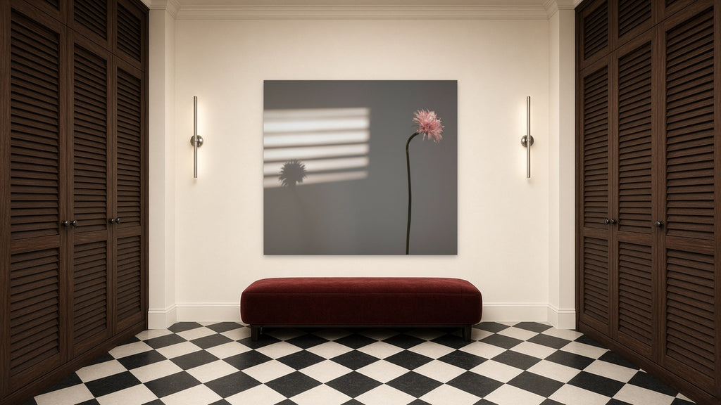 Flower in Morning Light by Lena Di, fine art photography print shown in a room