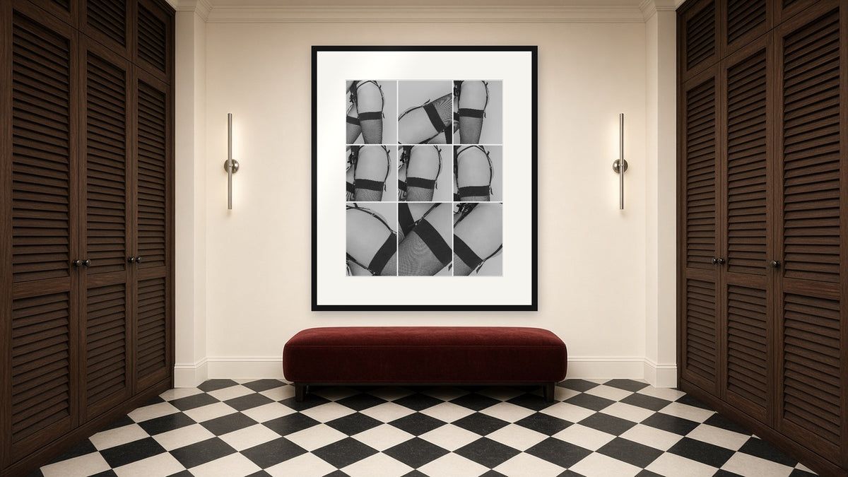 Garters framed print as hallway wall art