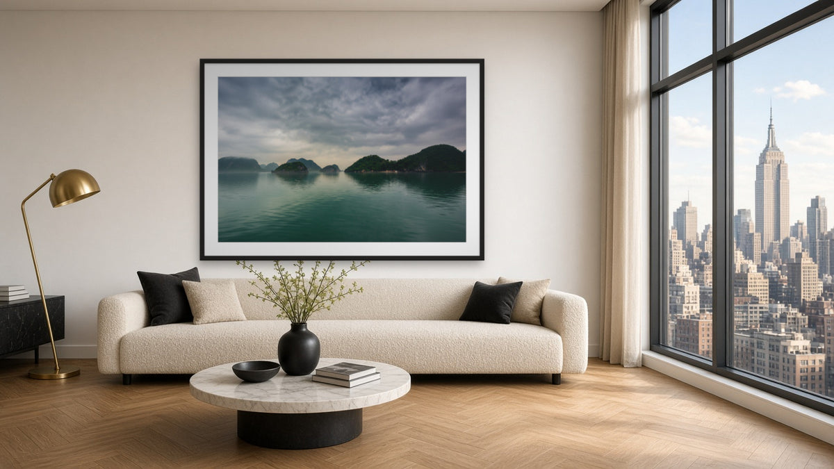 Halong Bay by Lena Di, fine art photography print in a black frame