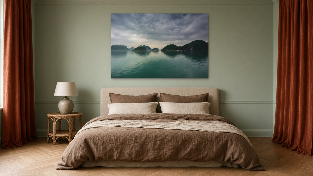 Halong Bay by Lena Di, fine art photography print shown in a room