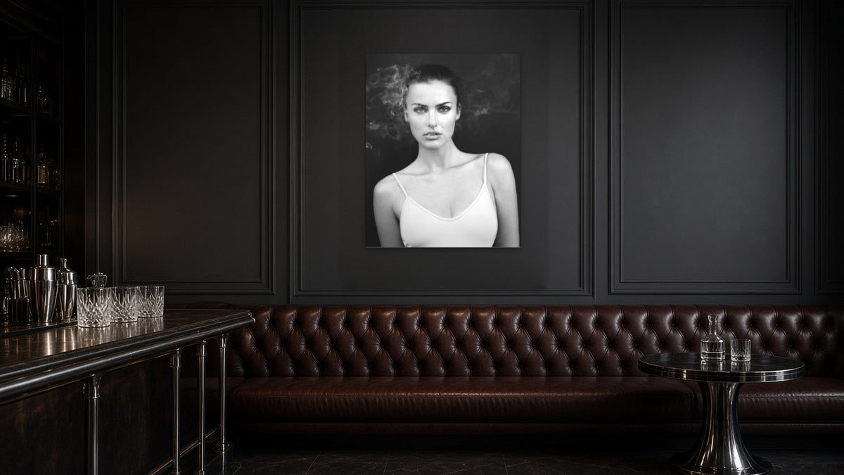 In the Smoke by Lena Di, fine art photography print shown in a room