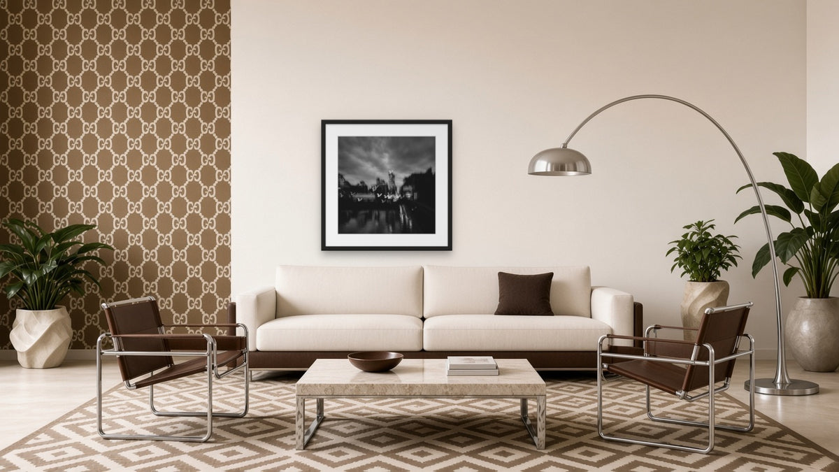 New York Snow in Monochrome by Lena Di, fine art photography print in a black frame