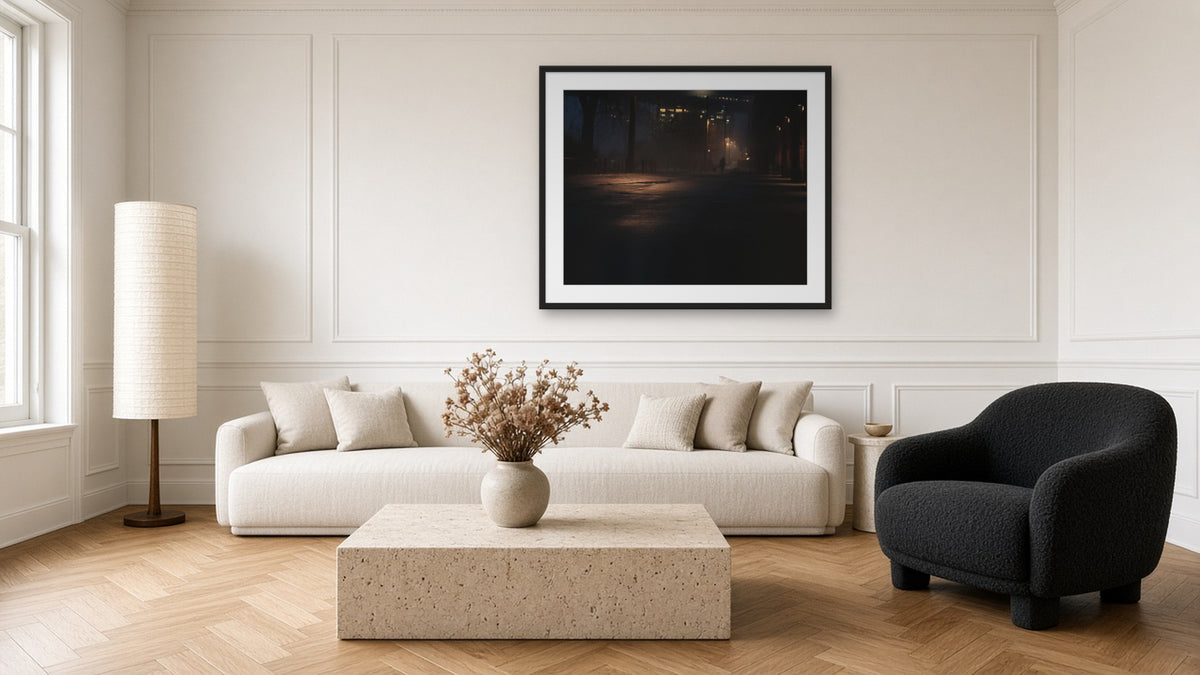 Night Walk by Lena Di, fine art photography print in a black frame