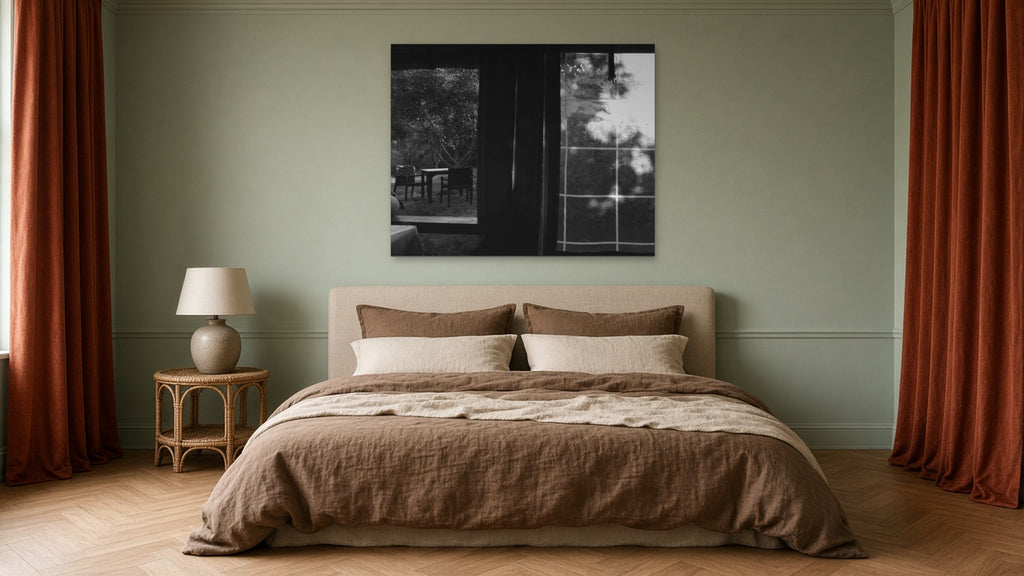Reflections in the Window by Lena Di, fine art photography print shown in a room
