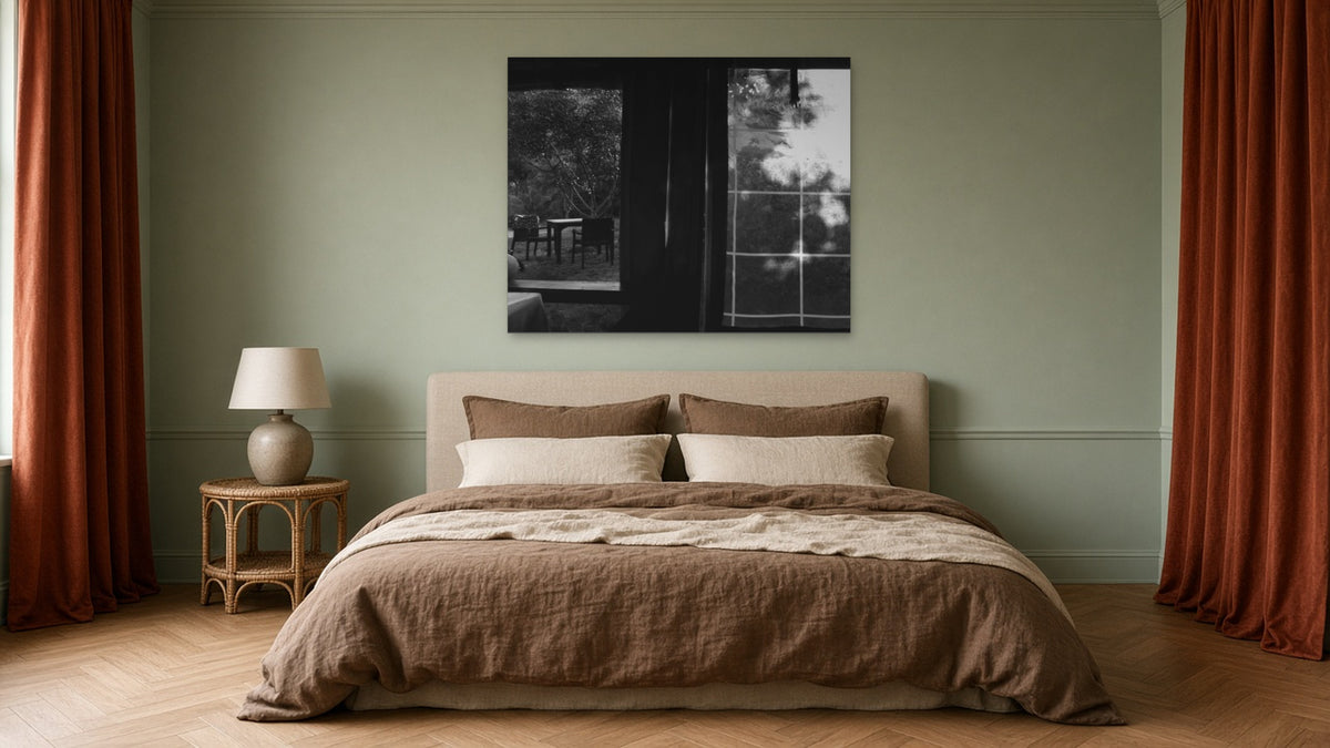 Reflections in the Window by Lena Di, fine art photography print shown in a room