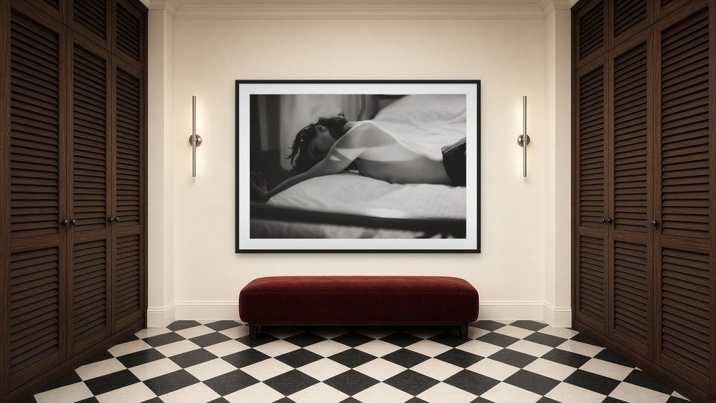 Stripe of Light by Lena Di, fine art photography print in a black frame
