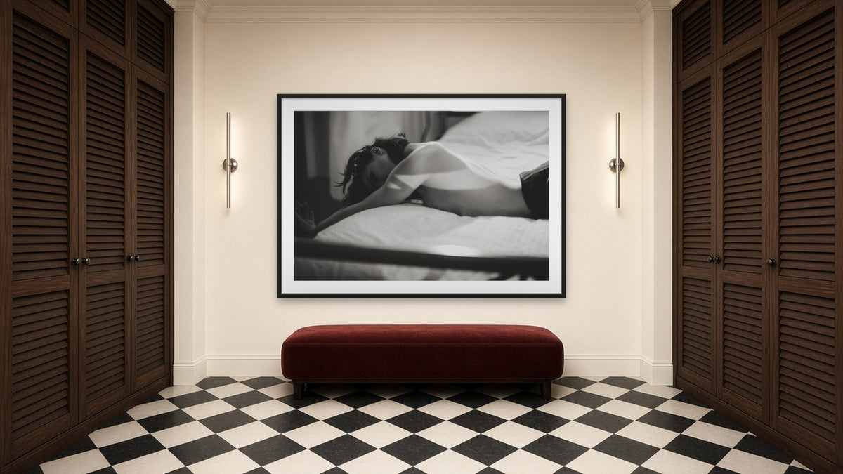 Stripe of Light by Lena Di, fine art photography print in a black frame