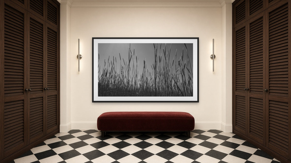 Through the grass by Lena Di, fine art photography print in a black frame