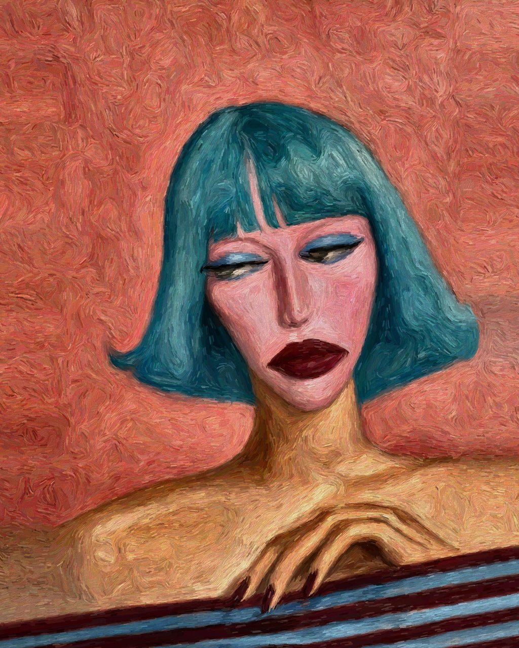 Feeling Blue by Lena Di, original painting, canvas print