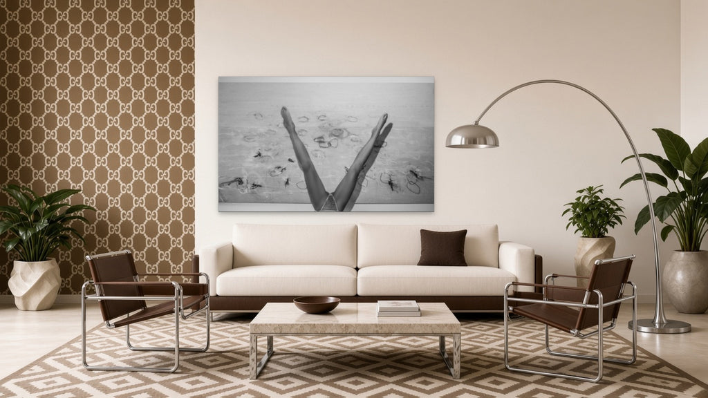 V Against the Painting by Lena Di, fine art photography print shown in a room