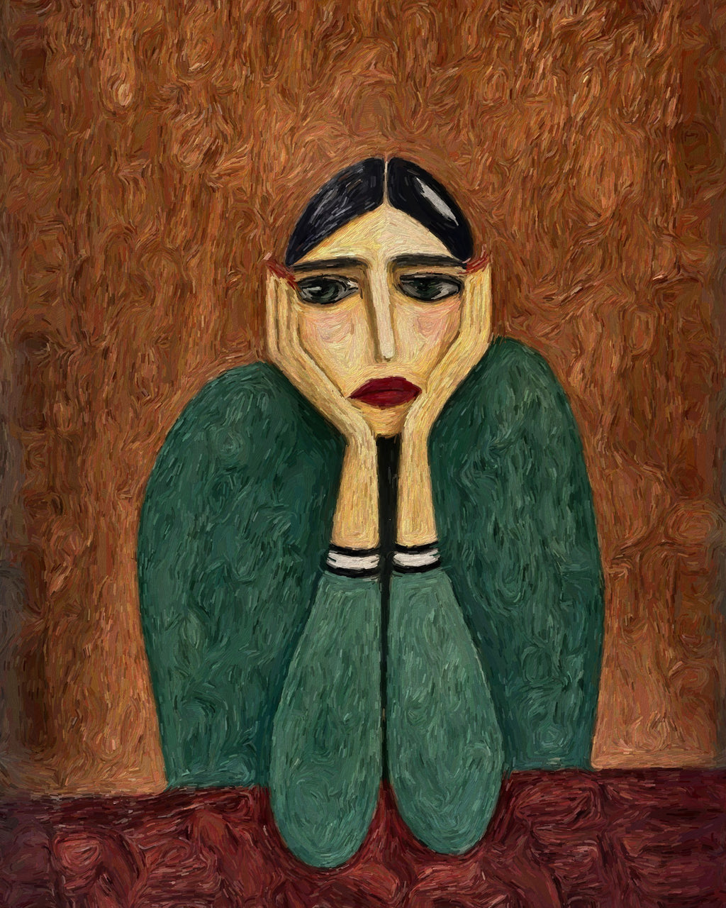 Lost in Thought by Lena Di, original painting, canvas print