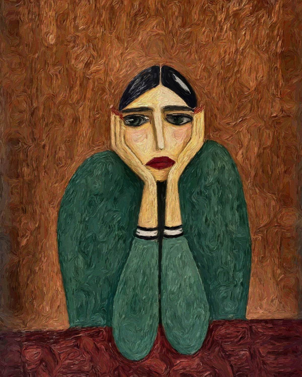 Lost in Thought by Lena Di, original painting, canvas print